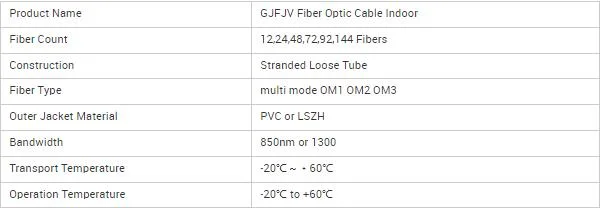 Indoor Tight Buffer Fiber Cable 4 Core GJFJV Optical Fiber Cableduplex Armored Cable Single/ Multi Mode Crush / Gjsfjv Indoor Outdoor 2 Core Multimode Fiber Op