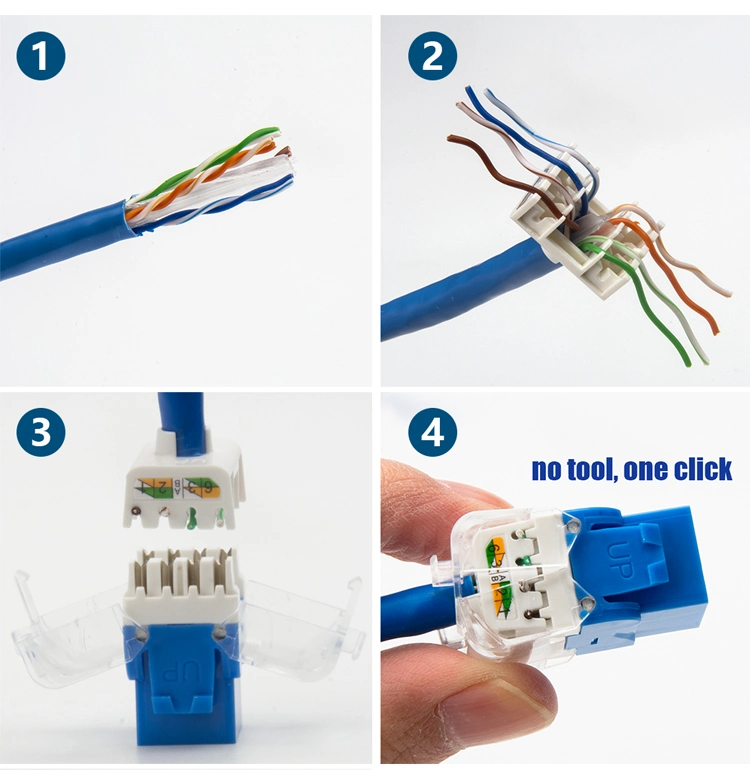 OEM Ethernet Module CAT6A Female Connector 180 Degree Toolless UTP Keystone Jack Modular Jack